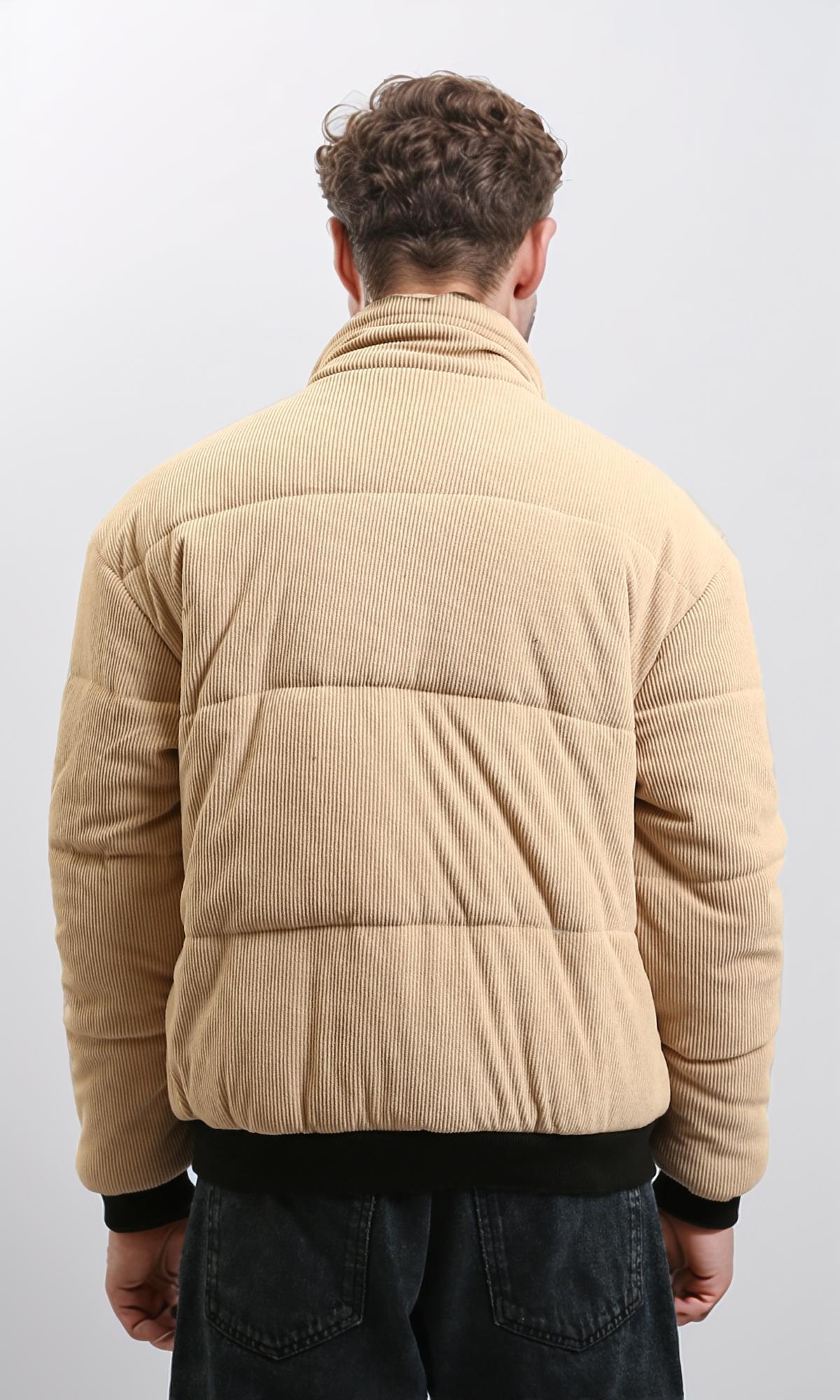 R213973 - Corduroy Jacket with Zipped Pockets - Beige