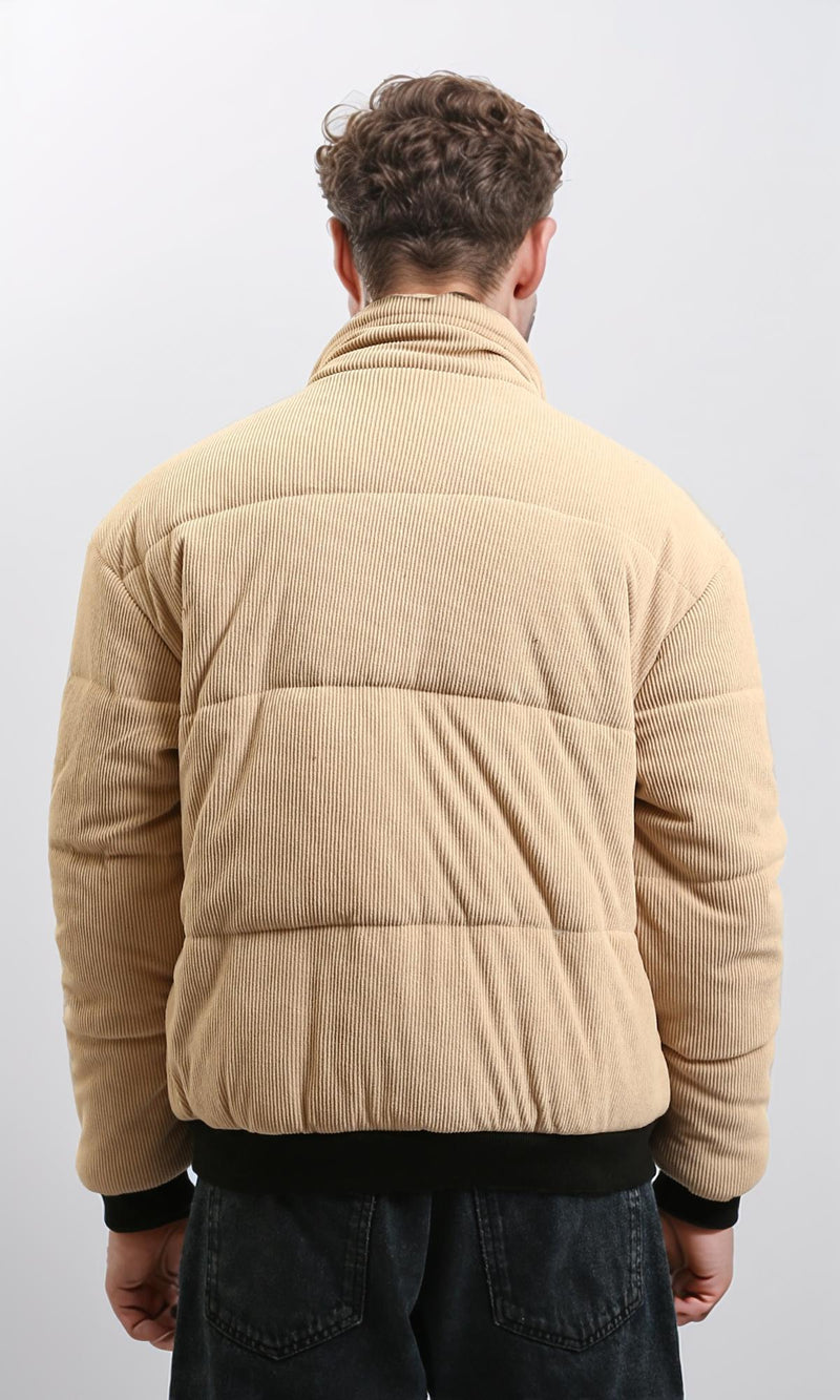 R213973 - Corduroy Jacket with Zipped Pockets - Beige