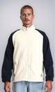 R214032 - Bi-Tone Long Sleeves Coziness Jacket - Off-White & Navy Blue