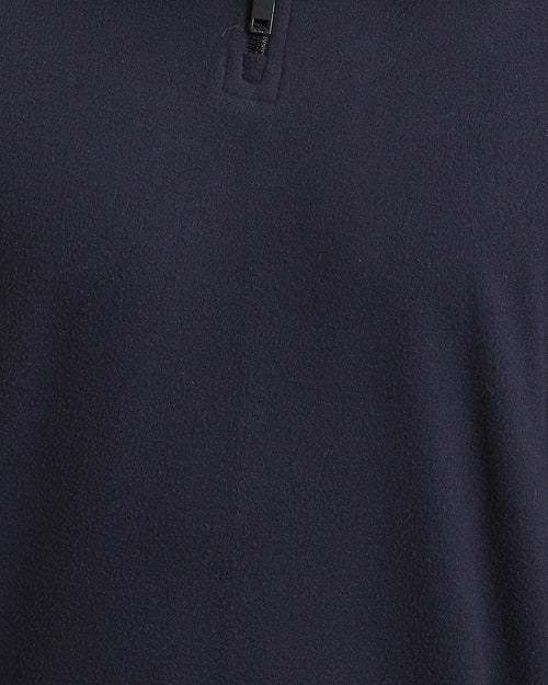 Ravin Men’s Paneled Colour-Block Fleece 1/4 Zip Pulloverr - Navy Blue & Brown - R214034