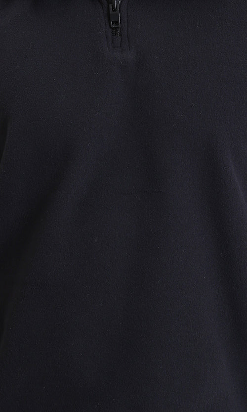 R214035 - Zipped Neck Comfy Sweater - Black