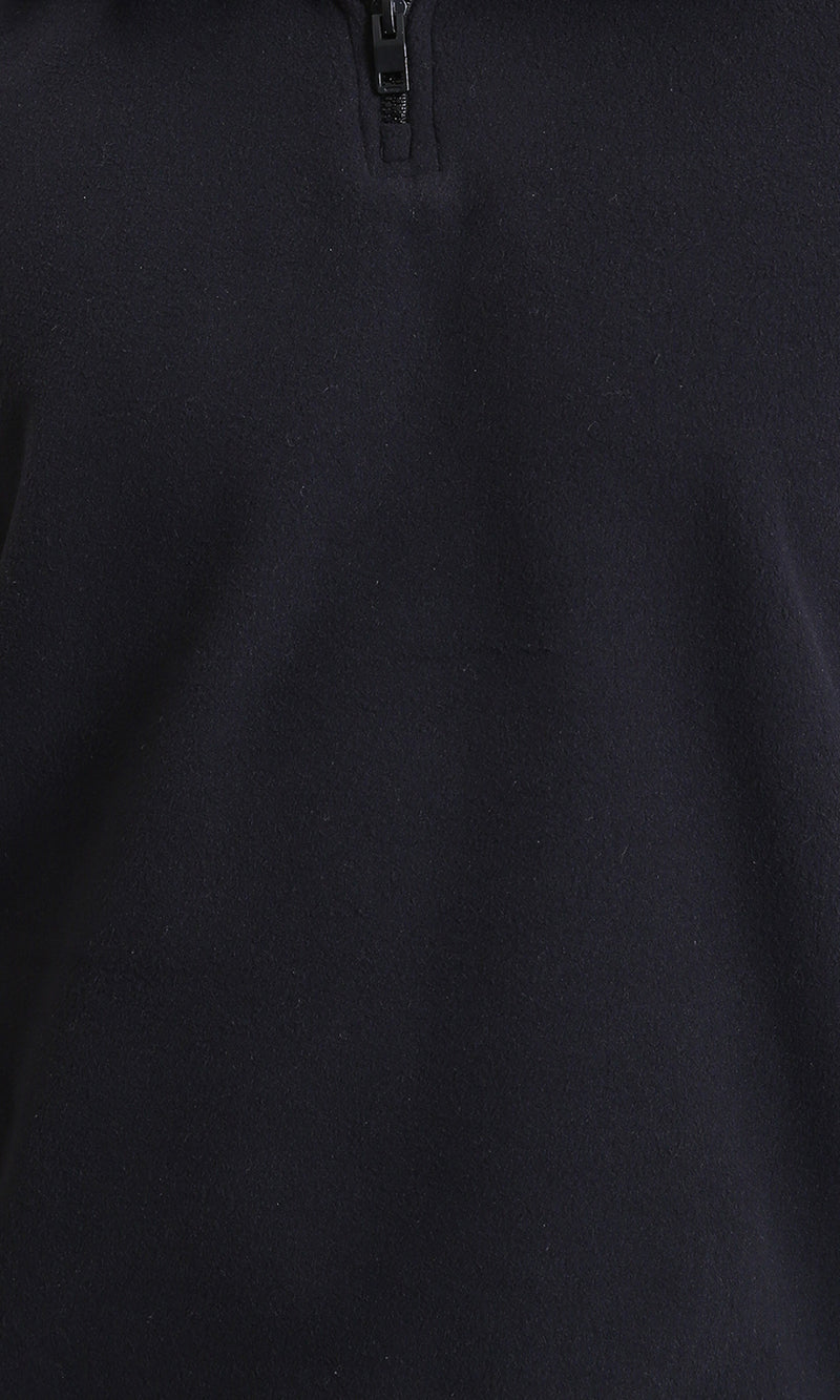 R214035 - Zipped Neck Comfy Sweater - Black