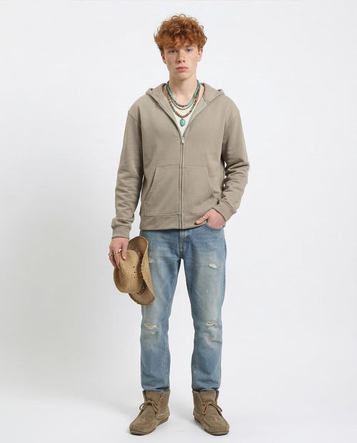 Ravin Men’s Relaxed-Fit Zip-Up Hoodie – Taupe - R214037