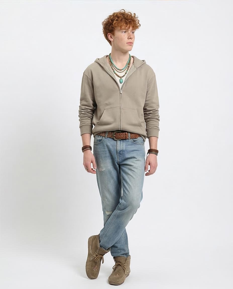 Ravin Men’s Relaxed-Fit Zip-Up Hoodie – Taupe - R214037