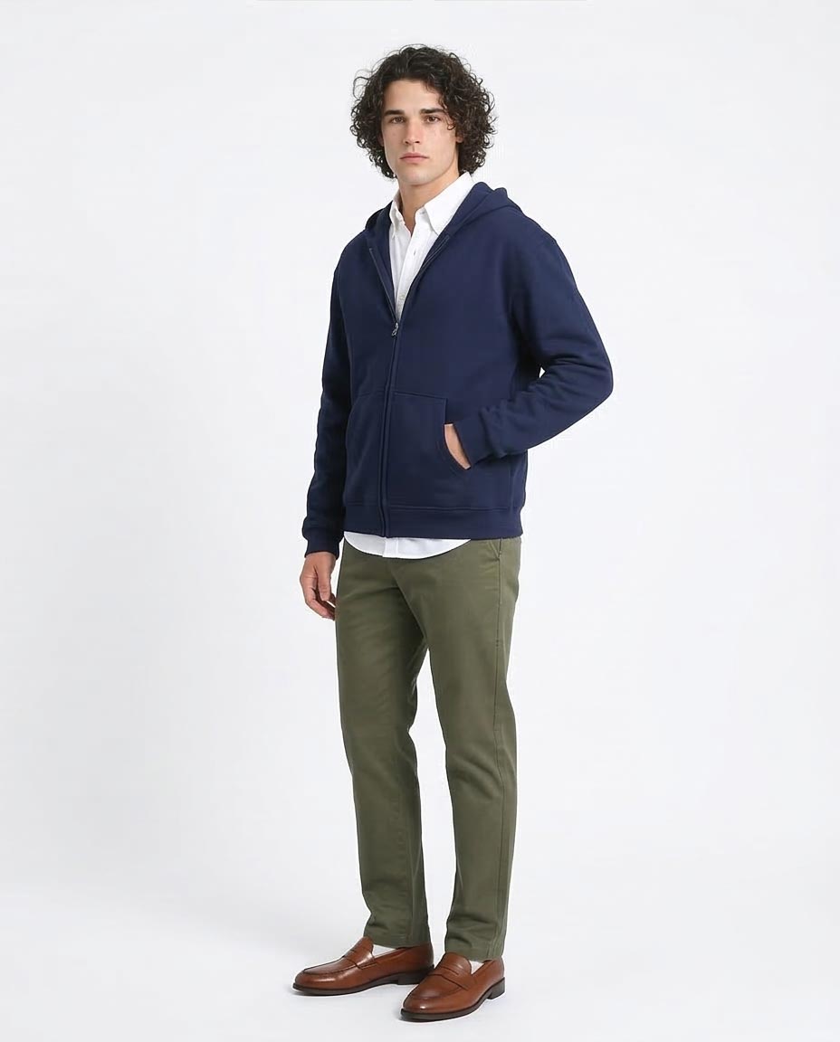 Ravin Essential Heavyweight Zip-Up Hoodie – Navy Blue - R214038