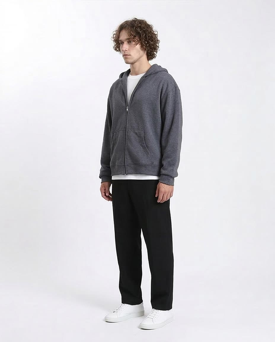 Ravin Men’s Elevated Relaxed Zip-Up Hoodie – Charcoal Heather - R214039