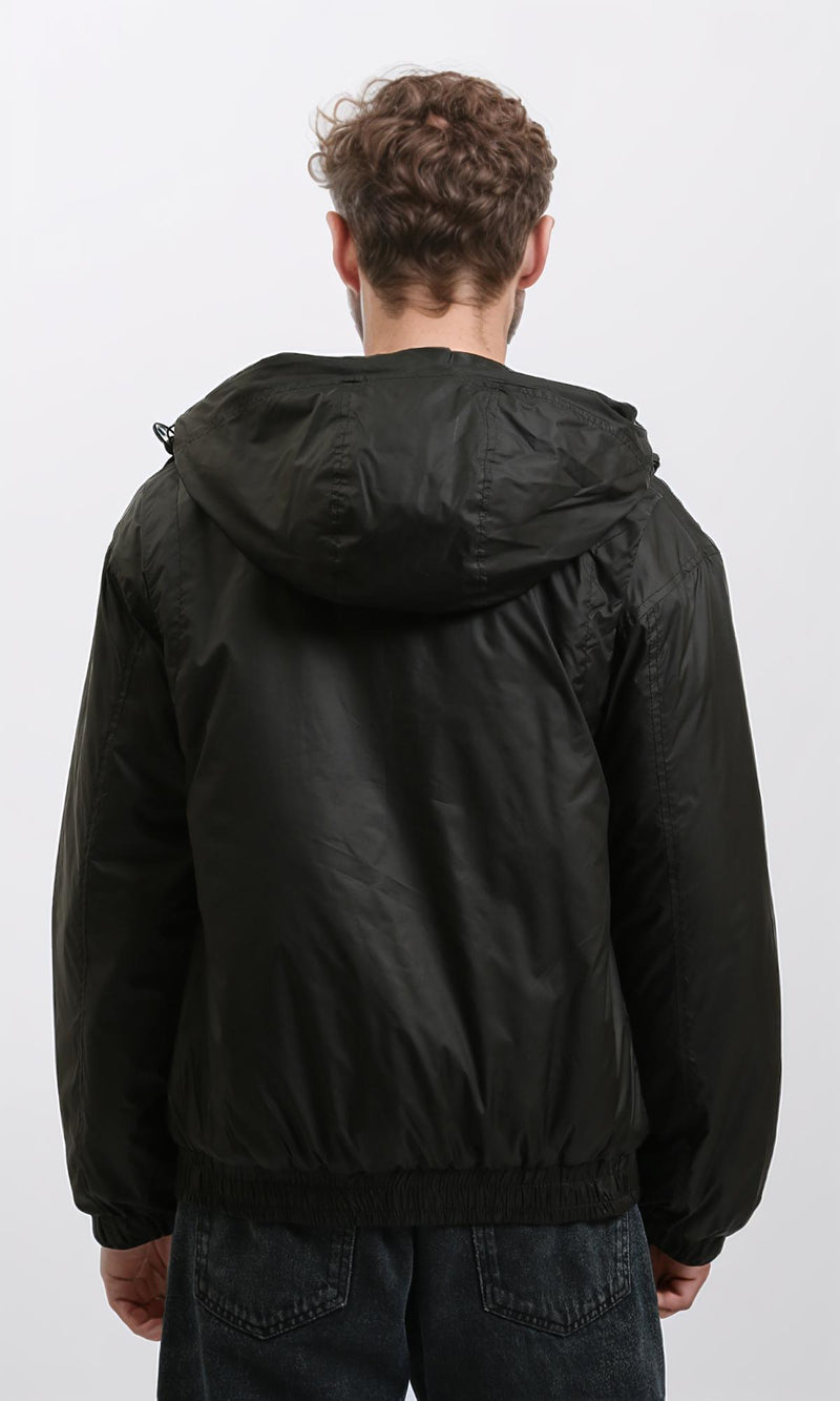 R214162 - Solid Bomber Jacket with Multi Pockets - Black