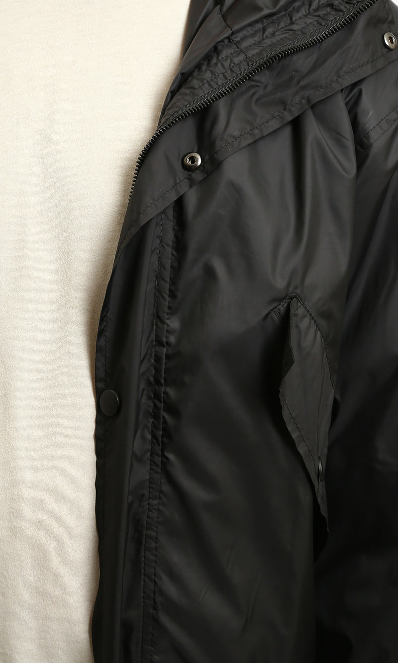 R214162 - Solid Bomber Jacket with Multi Pockets - Black