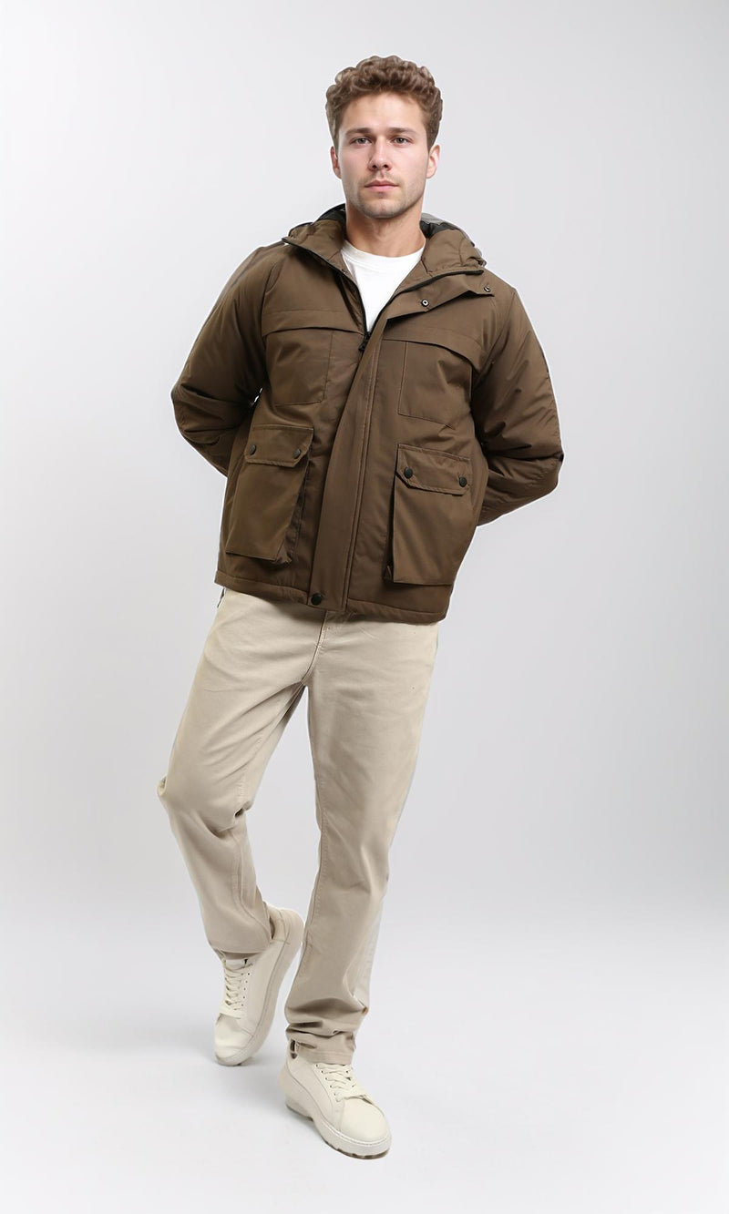 R214166 - Long Sleeves Solid Comfy Jacket - Dark Coffee