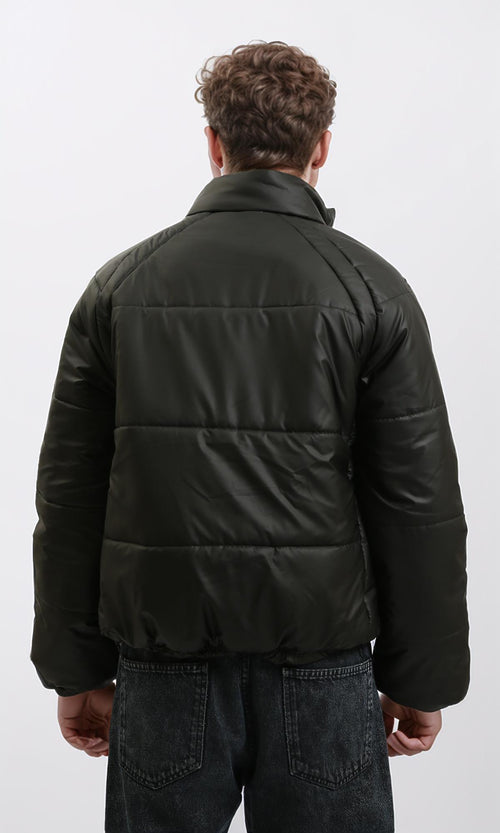 R214170 - Zipped Soft Quilt Puffer Jacket - Black