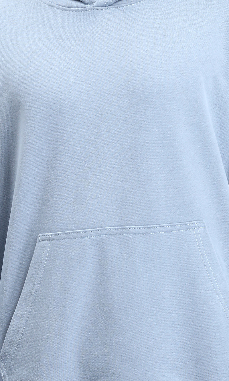 R214211 - Solid Regular Fit Basic Hoodie - Misty Blue