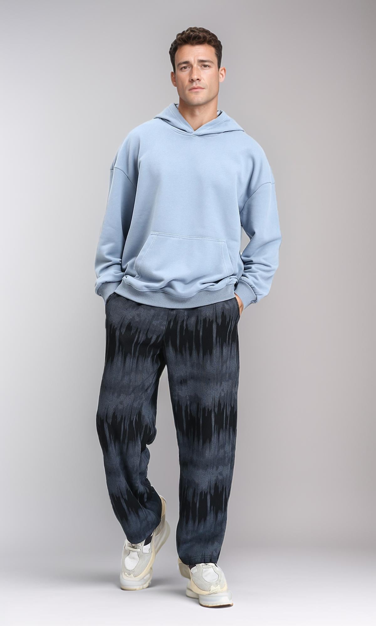 R214211 - Solid Regular Fit Basic Hoodie - Misty Blue