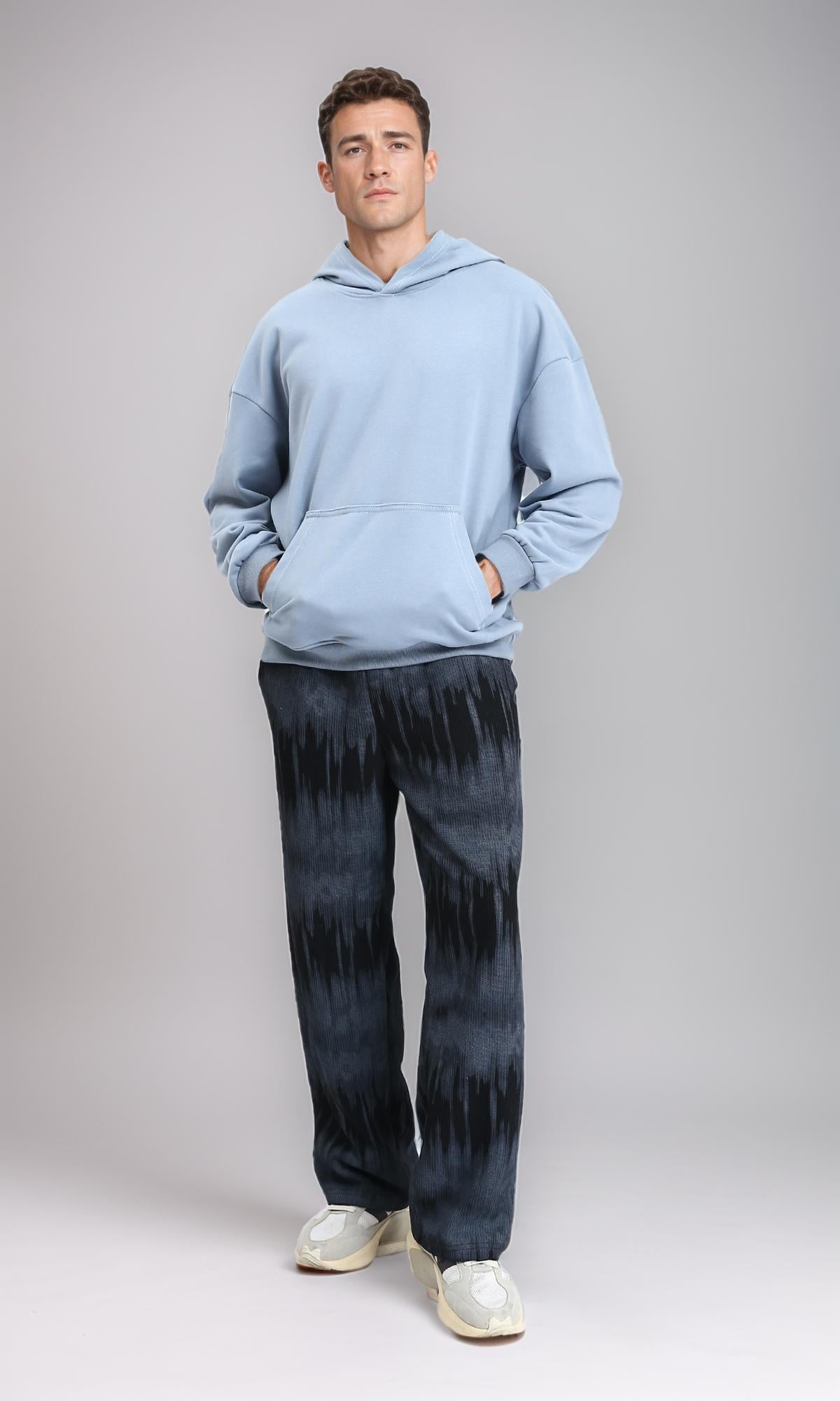 R214211 - Solid Regular Fit Basic Hoodie - Misty Blue