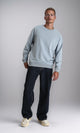 R214215 - Ribbed Crew Neck Slip On Sweatshirt - Greyish Blue