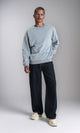 R214215 - Ribbed Crew Neck Slip On Sweatshirt - Greyish Blue