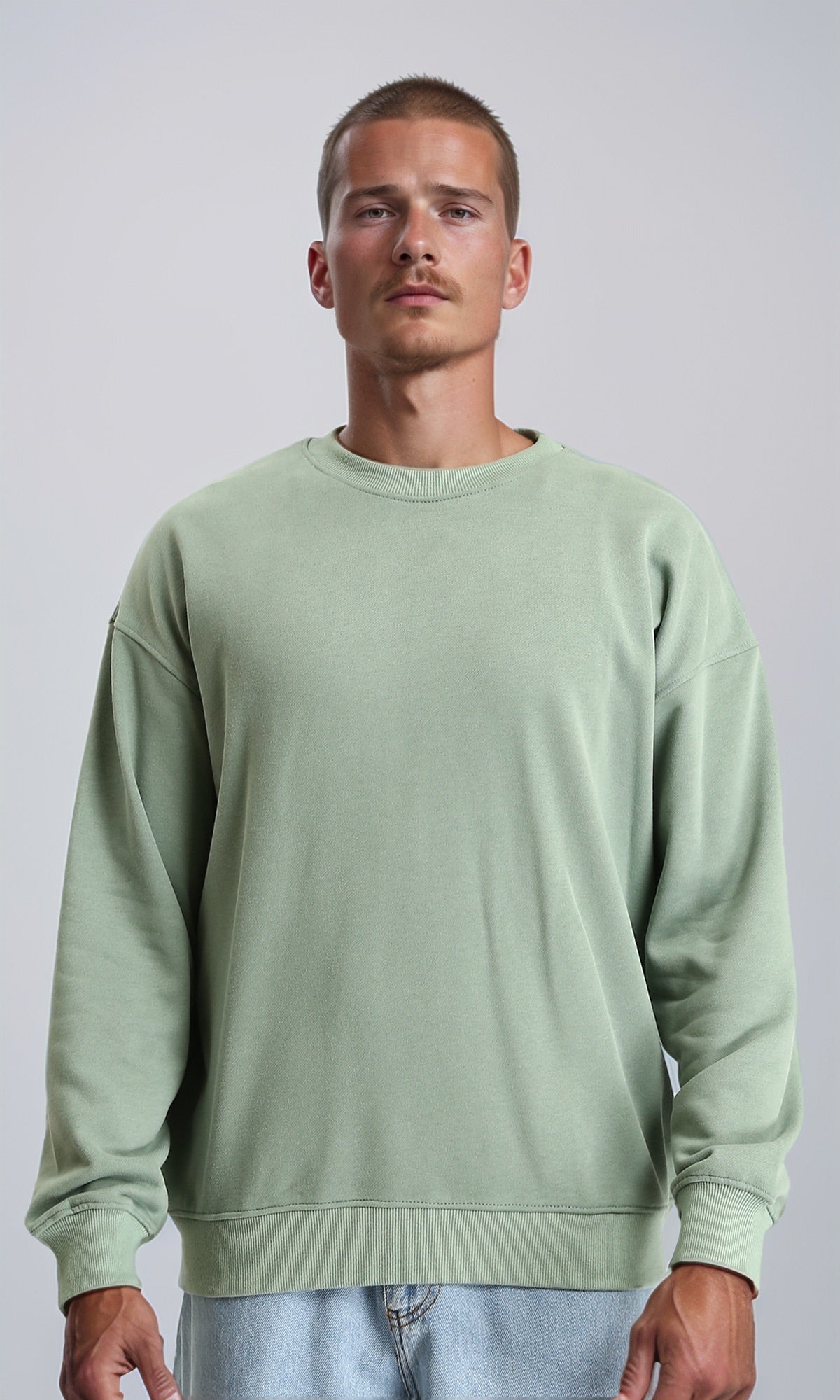 Ribbed Crew Neck Slip On Sweatshirt - Dark Mint