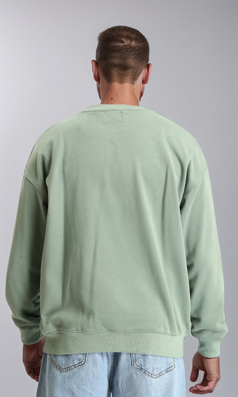 R214216 - Ribbed Crew Neck Slip On Sweatshirt - Dark Mint