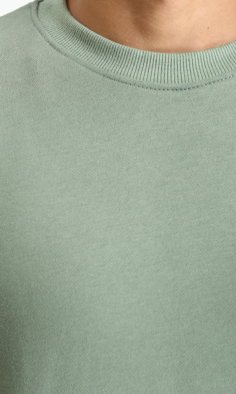 R214216 - Ribbed Crew Neck Slip On Sweatshirt - Dark Mint