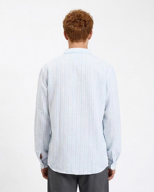 Ravin | Men’s Relaxed Linen-Blend Striped Shirt – Light Blue - R214223