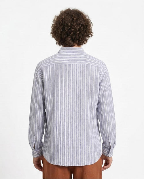 Ravin Men's Relaxed Ticking Stripe Linen Look-Blend Shirt - R214224