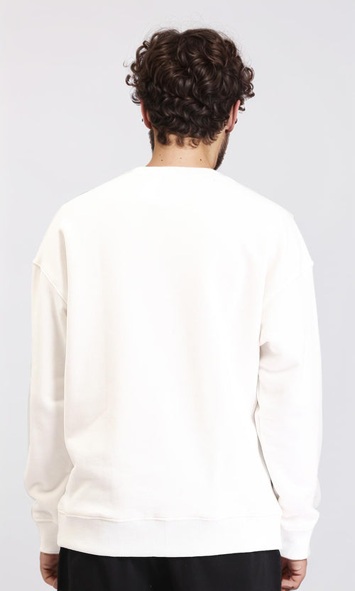 R214270 - Solid Round Neck Slip On Sweatshirt - Off-White