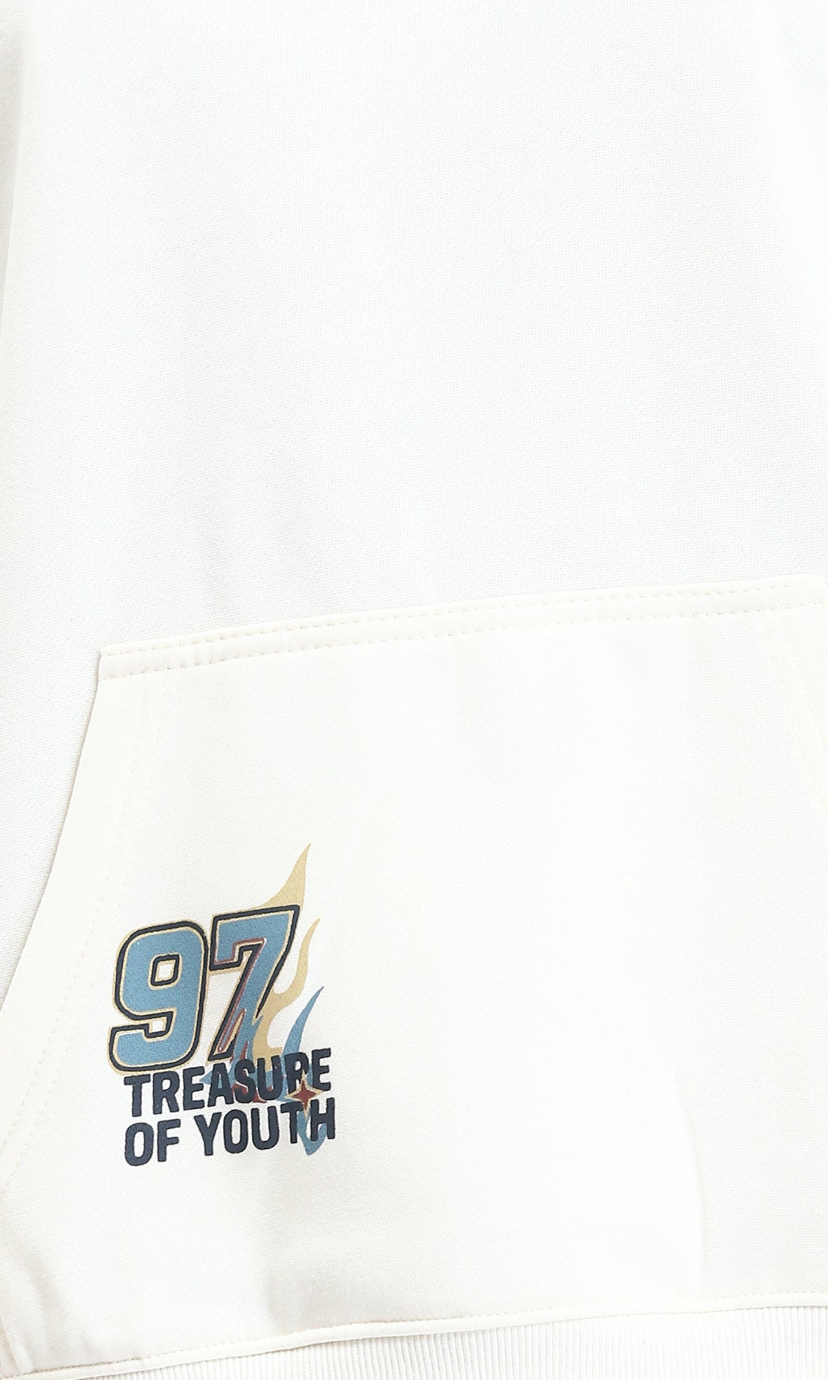 R214272 - Slip On Regular Fit Printed Hoodie - Off-White