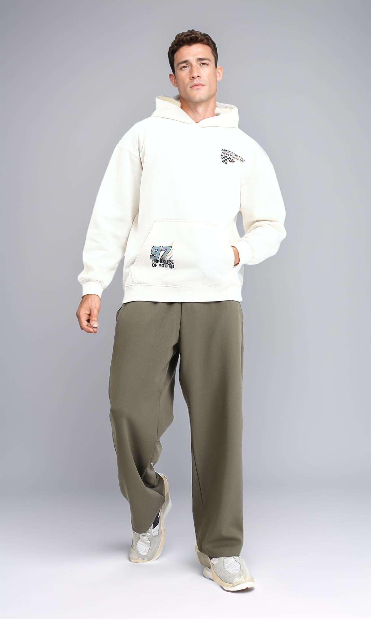 R214272 - Slip On Regular Fit Printed Hoodie - Off-White