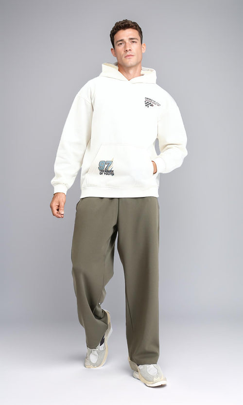 R214272 - Slip On Regular Fit Printed Hoodie - Off-White