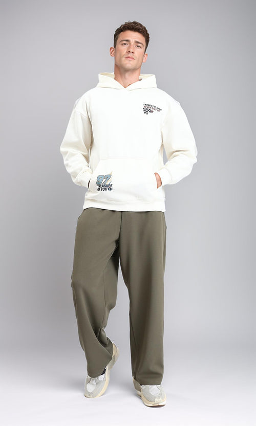 R214272 - Slip On Regular Fit Printed Hoodie - Off-White