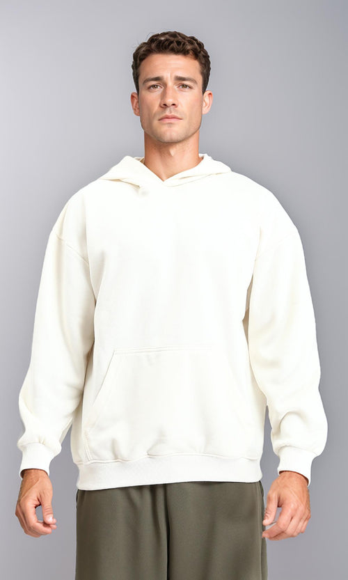 R214273 - Solid Regular Fit Basic Hoodie - Off-White