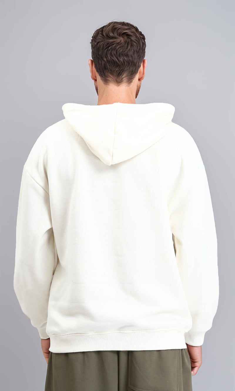 R214273 - Solid Regular Fit Basic Hoodie - Off-White