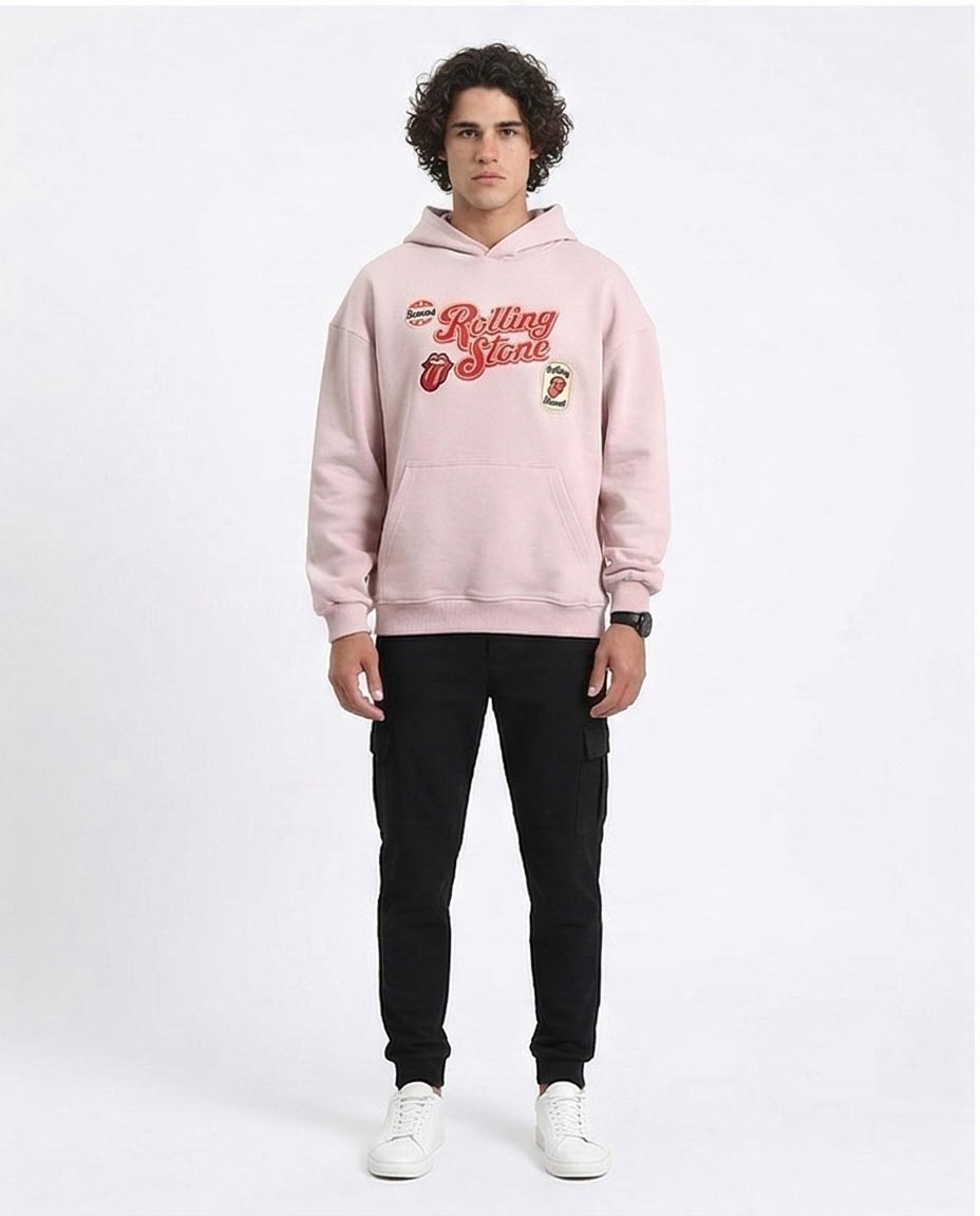 R214276 - "Rolling Stone" Slip On Hoodie - Dusty Rose