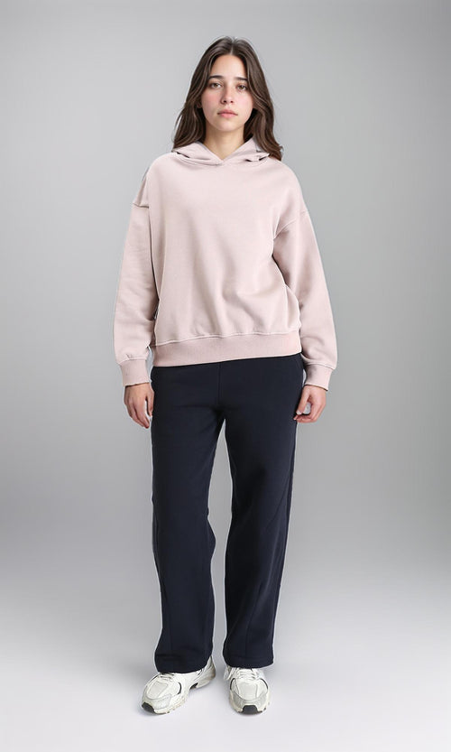 R214277 - Solid Regular Fit Basic Hoodie - Pastel Coffee