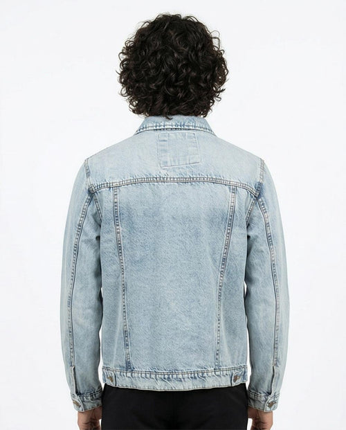 Ravin Light Wash Oversized Denim Trucker Jacket with Contrast Stitching - R214284