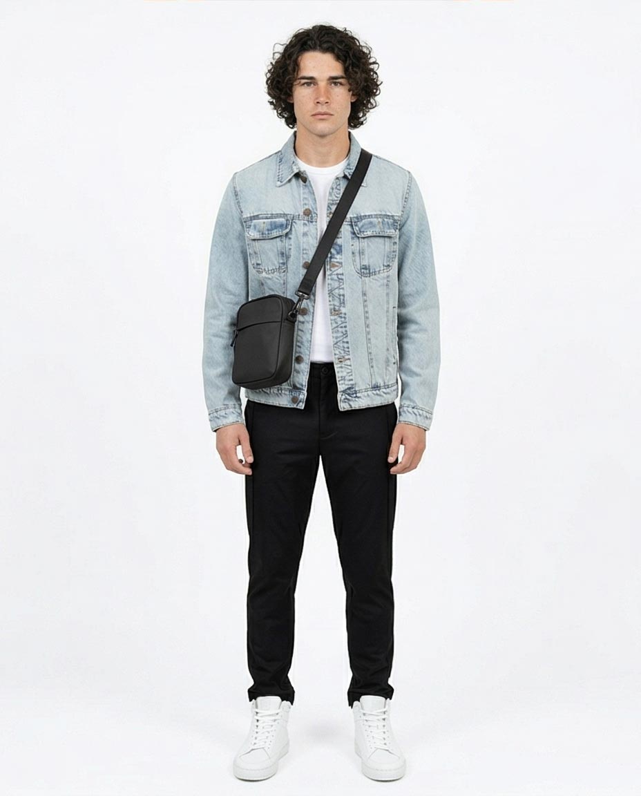 Ravin Light Wash Oversized Denim Trucker Jacket with Contrast Stitching - R214284