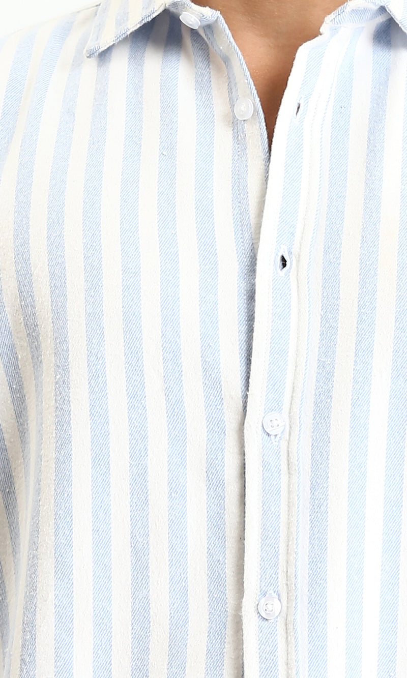 R214291 - Long Sleeves Striped Regular Shirt - Light Blue & White
