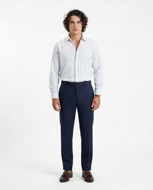 Ravin | Men’s Sky Blue Ticking Stripe Seersucker Shirt - R214291