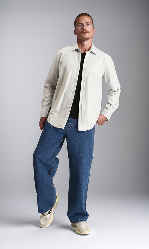 R214293 - Solid Regular Fit Long Sleeve Shirt - Grey