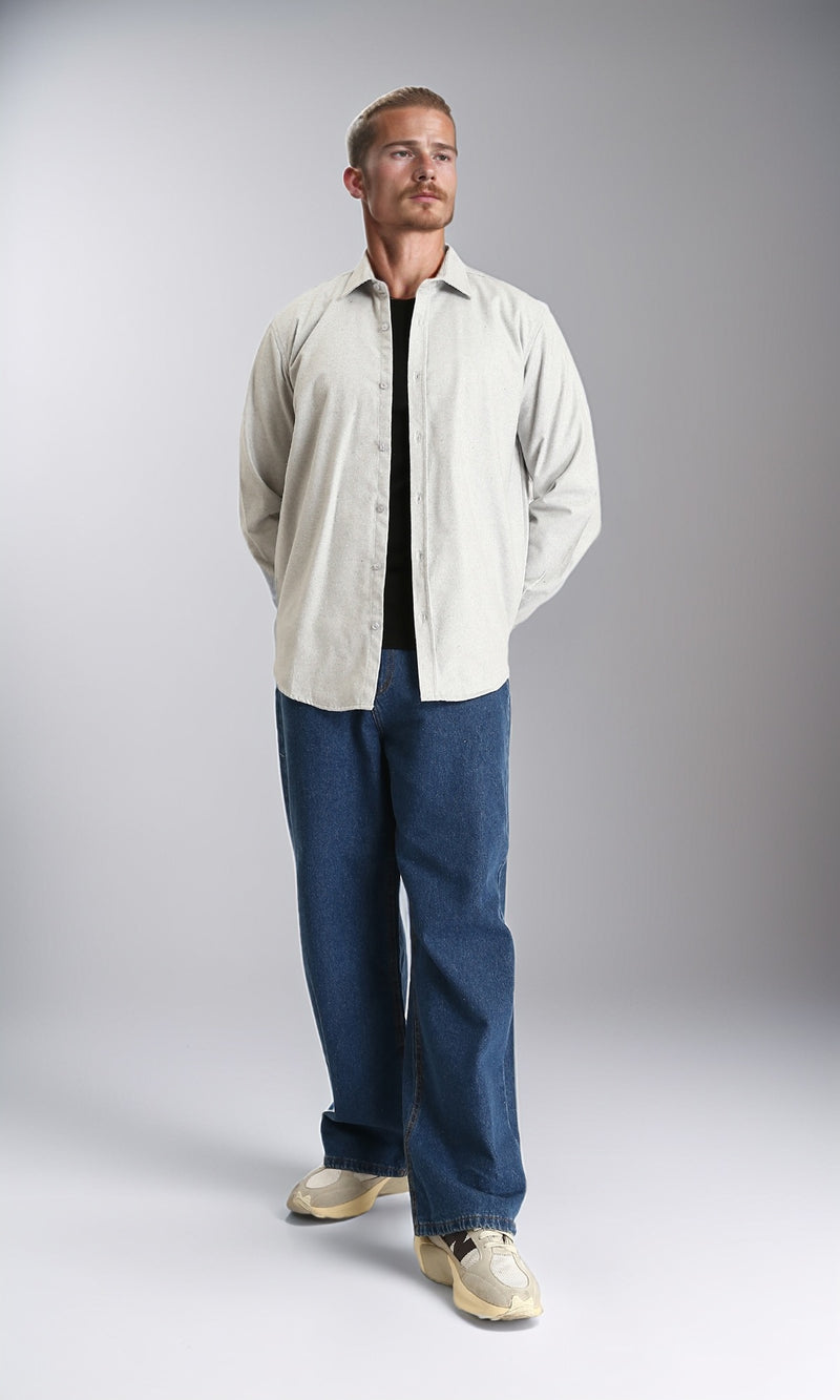 R214293 - Solid Regular Fit Long Sleeve Shirt - Grey