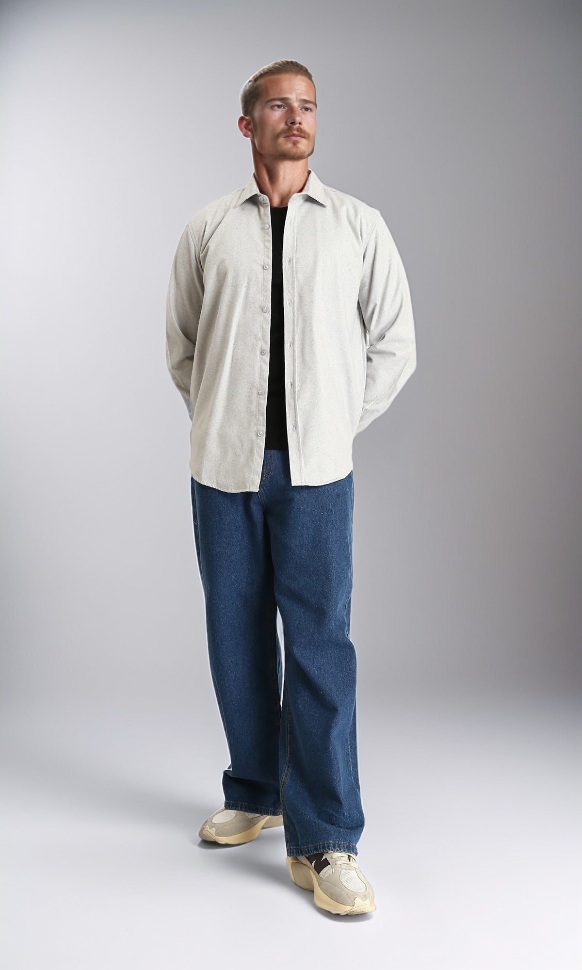 R214293 - Solid Regular Fit Long Sleeve Shirt - Grey