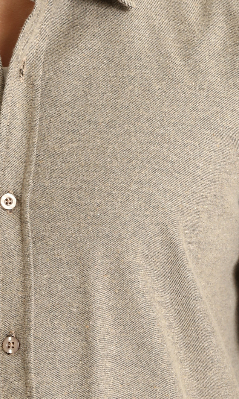 R214294 - Solid Regular Fit Long Sleeve Shirt - Dark Beige