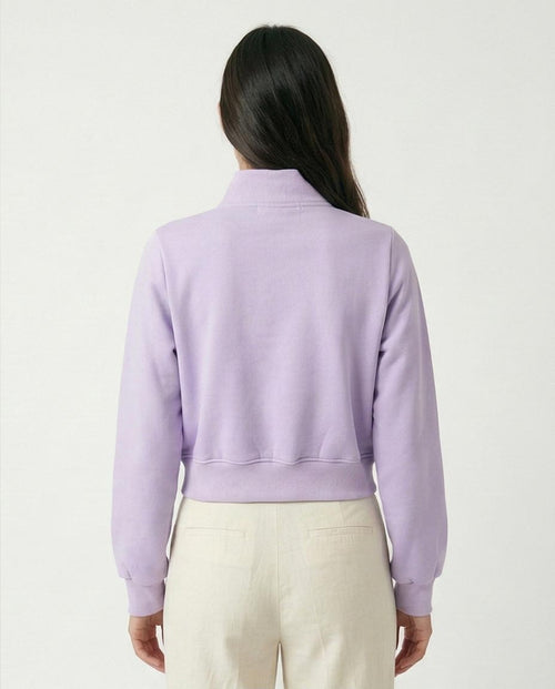 R214305 - Solid Long Sleeves Zipped Short Jacket - Light Purple