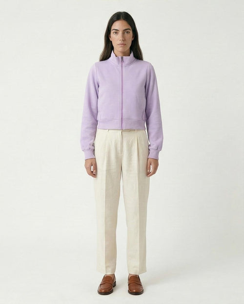 R214305 - Solid Long Sleeves Zipped Short Jacket - Light Purple