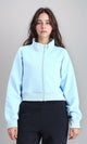 R214306 - Zipped Stand Collar Solid Jacket - Sky Blue