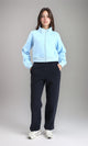 R214306 - Zipped Stand Collar Solid Jacket - Sky Blue