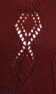 R214310 - Ribbed Round Neck Perforated Pullover - Burgundy