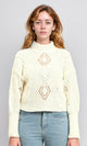 R214311 - High-Neck Perforated Knit Pullover - Off-White