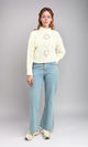 R214311 - High-Neck Perforated Knit Pullover - Off-White