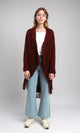 R214313 - Braided Neckline with Fringes Cardigan - Burgundy