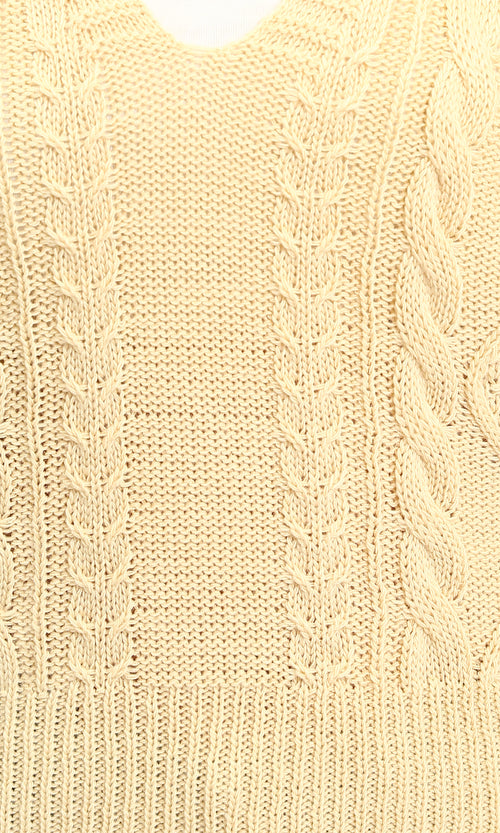 R214316 - Deep V-Neck Cap Sleeve Vest - Beige